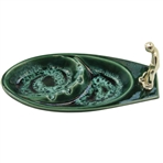 Golfer Putting Emerald Green Ceramic Ashtray in Excellent Condition - Made in America