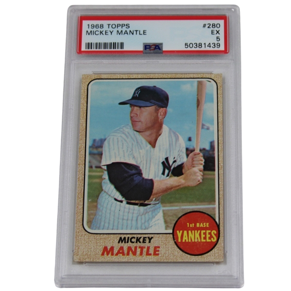Mickey Mantle 1968 Topps Card #280 PSA EX 5 Card