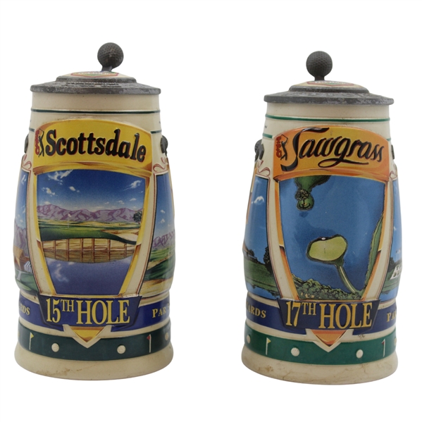TPC Scottsdale 15th Hole & TPC Sawgrass 17th Hole Michelob Pewter Steins