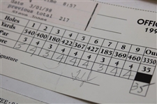 Couples, Els, Kite & (7) others Signed 1993-94-98 & 99 Nissan LA Open Official Scorecards