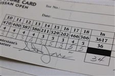 Couples, Els, Kite & (7) others Signed 1993-94-98 & 99 Nissan LA Open Official Scorecards