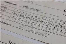 Couples, Els, Kite & (7) others Signed 1993-94-98 & 99 Nissan LA Open Official Scorecards