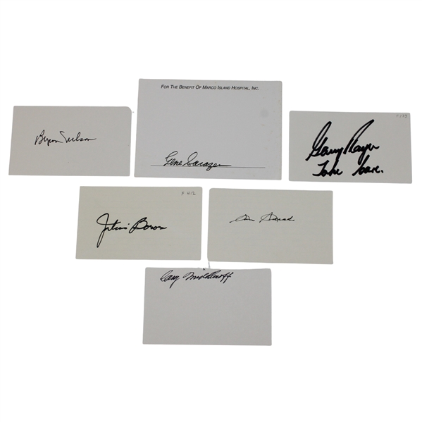 Middlecoff, Snead, Nelson, Sarazen, Player & Boros Signed Index Cards JSA ALOA