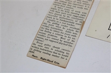 Original Pen & Ink Drawing w/ Aex Morrison 'Golf Facts' Newspaper Article Used In