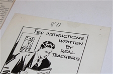 Original Pen & Ink Drawing w/ Aex Morrison 'Golf Facts' Newspaper Article Used In