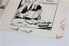 Original Pen & Ink Drawing w/ Aex Morrison 'Golf Facts' Newspaper Article Used In