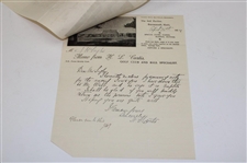 1904 Letter From H. L. Curtis To J.H. Taylor Initialed by J.H.