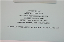 Arnold Palmer Signed Album Page Signed at Upper Montclair CC 1969 JSA ALOA
