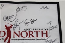 Aaron Rodgers, Bobby Knight & Fourteen (14) others Signed Andy North & Friends Flag JSA ALOA