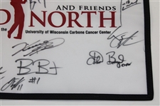 Aaron Rodgers, Bobby Knight & Fourteen (14) others Signed Andy North & Friends Flag JSA ALOA