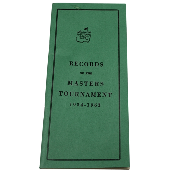 1934-1963 Records Of The Masters Tournament Green Booklet