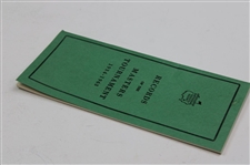1934-1963 Records Of The Masters Tournament Green Booklet