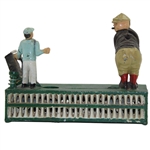 Cast Iron Birdie Putt Mechanical Golf Bank with Golfer & Caddie on Green
