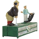 Cast Iron Birdie Putt Mechanical Golf Bank with Golfer & Caddie on Green