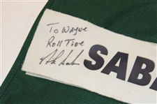 Nick Saban Signed Player/Caddie Bib/Placard & Photo from 2012 Pebble Beach JSA ALOA