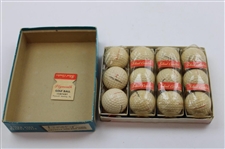 Dozen c.1966 Chandler Harper Plymouth Steel Center Golf Balls In Box