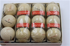 Dozen c.1966 Chandler Harper Plymouth Steel Center Golf Balls In Box