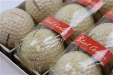 Dozen c.1966 Chandler Harper Plymouth Steel Center Golf Balls In Box