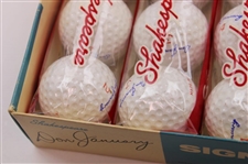 Dozen Shakespeare Don January Signature Cut Proof Golf Balls In Box