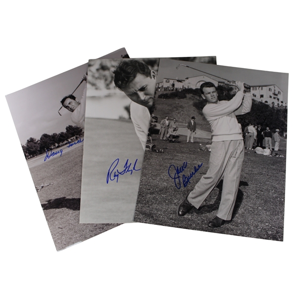 Doug Ford, Jack Burke & Ray Floyd Signed B&W Photo JSA ALOA