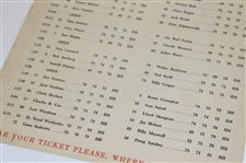 1960 Masters Tournament Sunday Final Rd Pairing Sheet - Arnold Palmer Winner