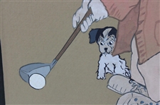 Young Golfing Toddler w/Dog Looking On Acrylic On Board Original Painting by Artist James Cox 