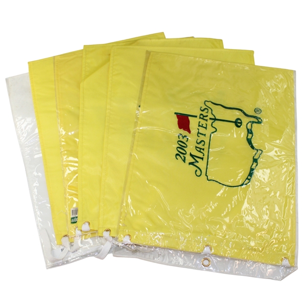 2004, 2007, 2003 x2 Masters Tournament Embroidered Flags & 2017 Par 3 Embroidered Flag