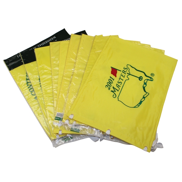 2001 x2, 2018, 2014 x2, 2011, 2013, 2010 Masters Tournament Embroidered Flag & 2011 Par 3 Embroidered Flag x2