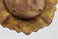 Round Bronzed Spelter Metal Ashtray with Goflers in Relief in the Center