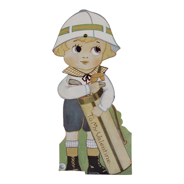 c.1920 Young Lady Golfer To My Valentine Holding Her Bag of Clubs by Carrington Co.