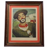 Four (4) Classic Weary Willie Clown Golf Prints - Framed
