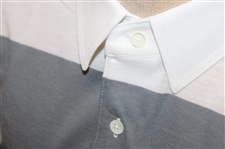 Chi Chi Rodriguez's Personal Gray & White Stripe Jack Nicklaus Signature Polo w/Sponsor - M