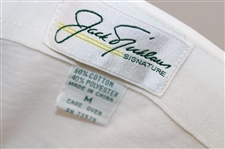 Chi Chi Rodriguez's Personal Gray & White Stripe Jack Nicklaus Signature Polo w/Sponsor - M