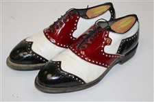 Chi Chi Rodriguez's Personal Red, Black & White Footjoy Golf Shoes w/Burgundy Shoe Bags