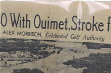 1932 '9 Holes in 30 With Ouimet, Stroke for Stroke' by Alex Morrison Newspaper Article