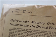 1937 New York Times 'Hollywood's Mystery Golfer Demonstrates His Driving Form' Newspaper - November 14th