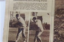 1937 New York Times 'Hollywood's Mystery Golfer Demonstrates His Driving Form' Newspaper - November 14th