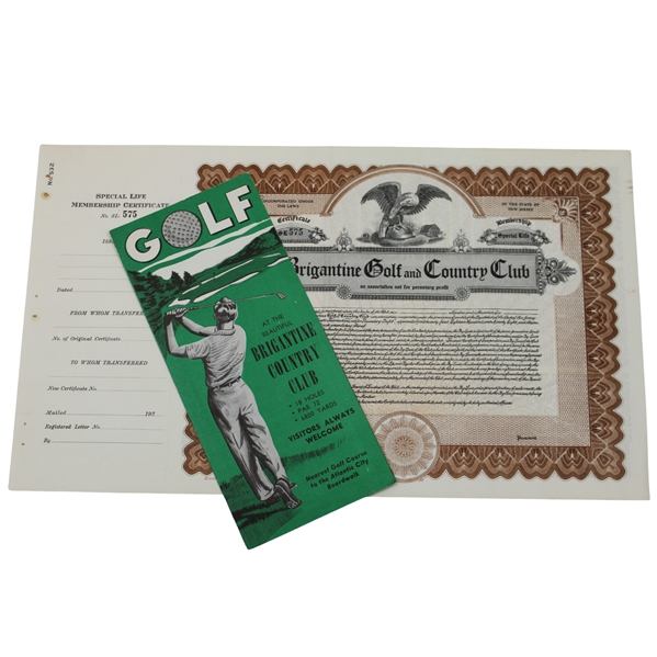 Brigantine Country Club Visitor Brochure & Membership Certificate