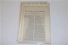 Ten (10) Various Turn of the Century Golf Articles/Instructions