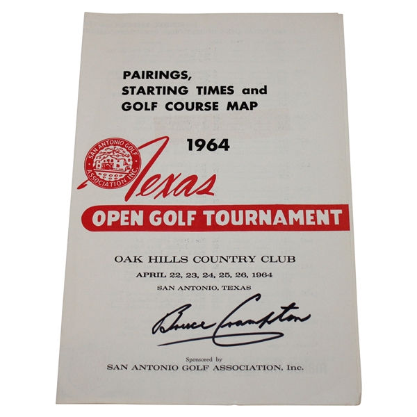 1964 Texas Open Golf Tournament at Oak Hills Country Club Pairing Sheet