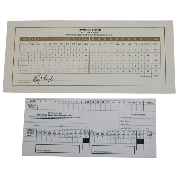 1999 US Open at Pinehurst No. 2 Scorecard w/Ray Floyd Facsimile 1981 US Open Scorecard