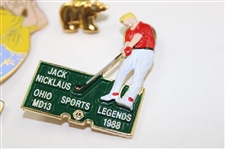Jack Nicklaus Lot (2) Jack Pins (1) Golden Bear Pin & (1) Jack Poker Chip
