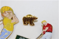 Jack Nicklaus Lot (2) Jack Pins (1) Golden Bear Pin & (1) Jack Poker Chip