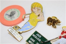 Jack Nicklaus Lot (2) Jack Pins (1) Golden Bear Pin & (1) Jack Poker Chip