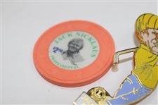 Jack Nicklaus Lot (2) Jack Pins (1) Golden Bear Pin & (1) Jack Poker Chip