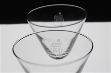 Pair of Augusta National Golf Club Sterling Cut Stemless Martini Glasses