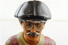 Classic Resin Sculpture of Golfer Holding Golf Club w/Ball on Base - Over 2ft!