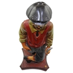 Classic Resin Sculpture of Golfer Holding Golf Club w/Ball on Base - Over 2ft!