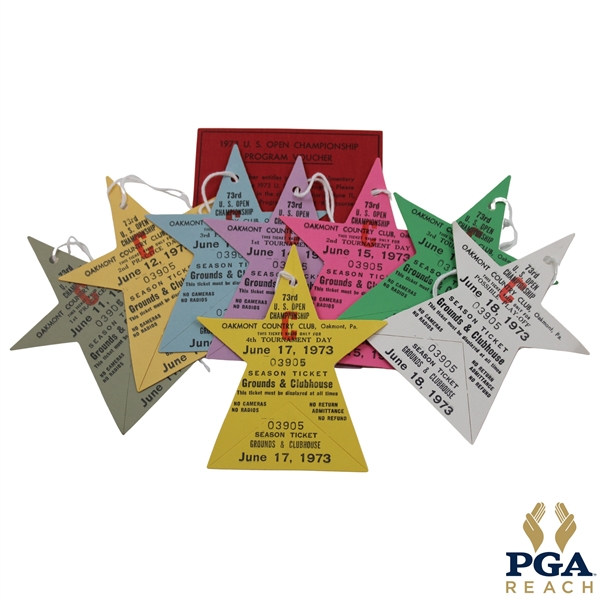 1973 US Open at Oakmont Complete Unused Ticket Set w/Program Voucher - Johnny Miller Winner