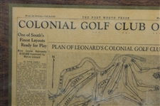 Ltd Ed Fort Worth Press Colonial Golf Club Opens Reproduction on Wood Plaque 91/500